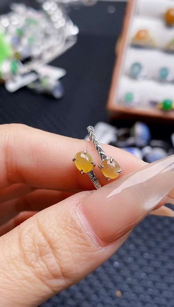 银S925镶嵌戒指翡翠8511