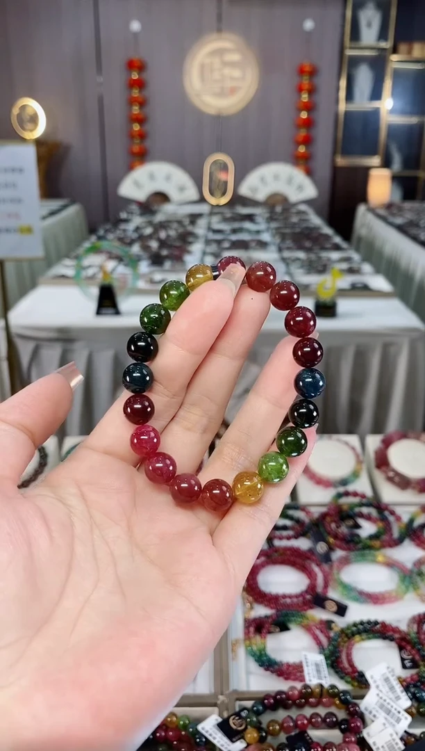 未镶嵌收藏级老矿碧玺单圈手串9mm+碧玺hon多样性发一条