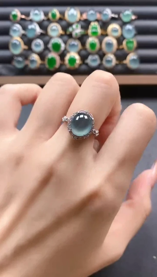 银S925镶嵌戒指翡翠5111