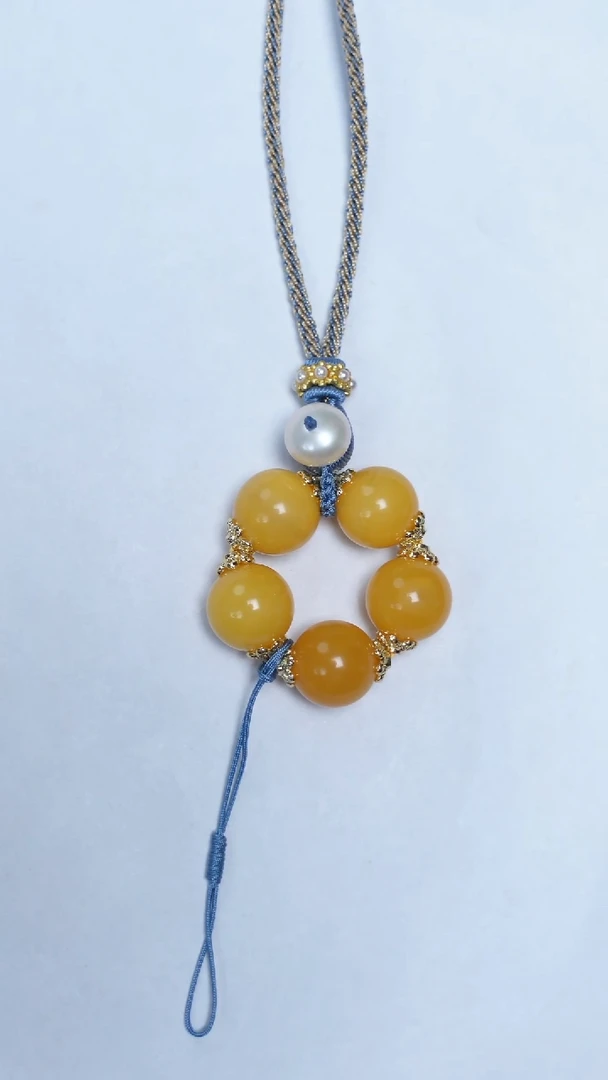 琥珀颈饰未镶嵌焦皮圆珠挂件