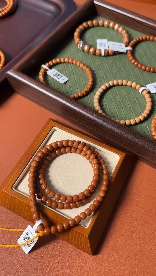 手串橄榄核6.5mm老挝核尖老型108、正三花一条毕业