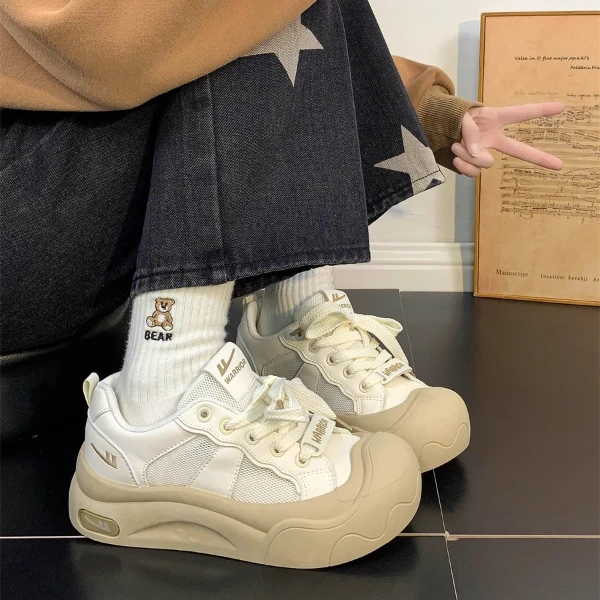 回力网面透气小白鞋女款2025新款学生丑萌百搭大头鞋休闲软底女鞋