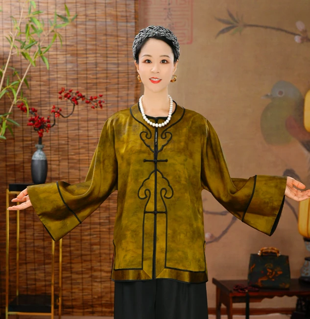 【上古锦·金如意】100桑蚕丝皮子料手工古法裁剪秋冬香云纱太太服