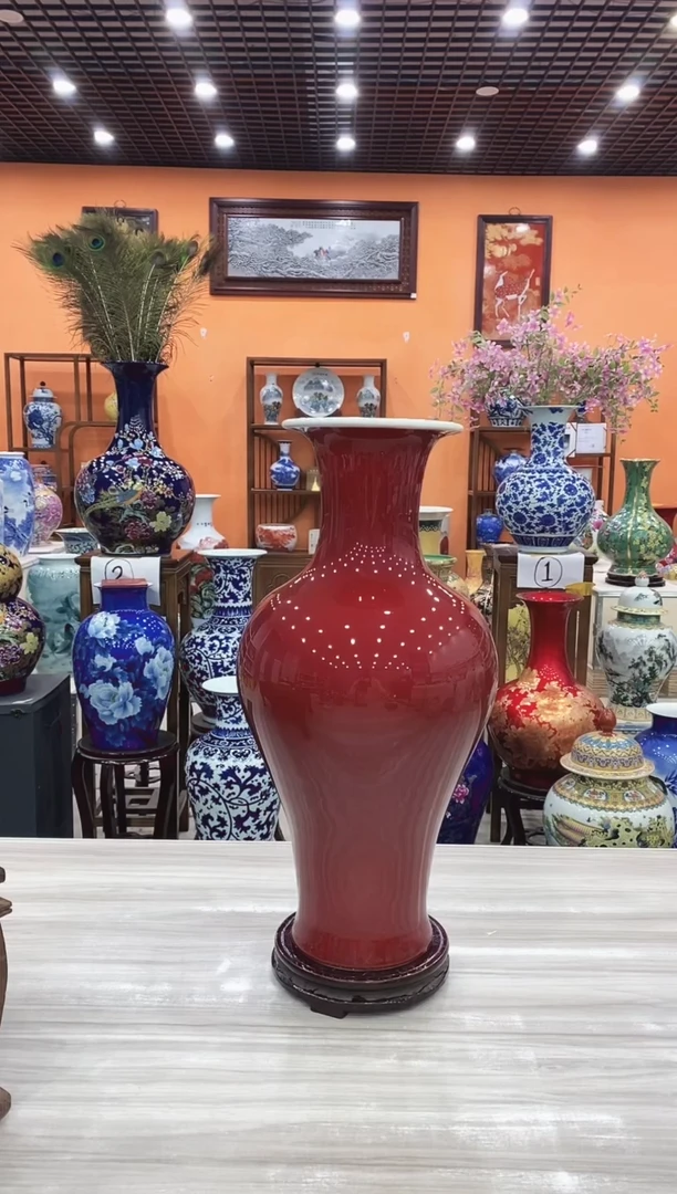 摆件郎红鱼尾瓶45*22+旋转底座