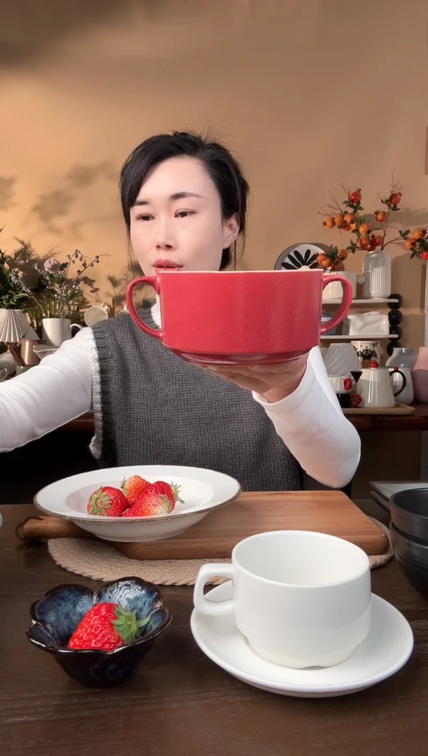 【闪购商品】瓷片5英寸麻点双耳碗微瑕