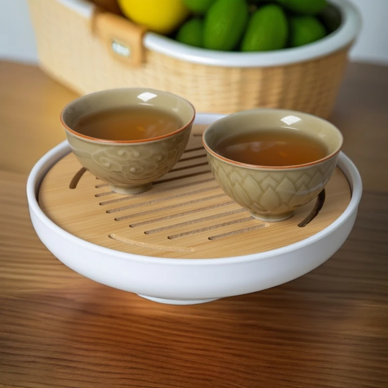 德化高档定窑黄莲瓣祥云圈足杯泡茶主人杯品茗杯家用会客陶瓷茶杯