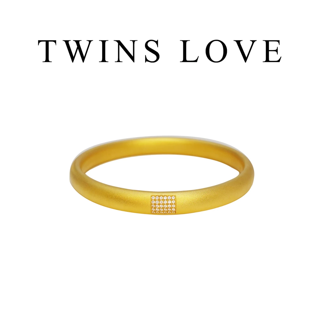 铜合金手镯 磨砂素圈镶钻手镯实心富贵手镯