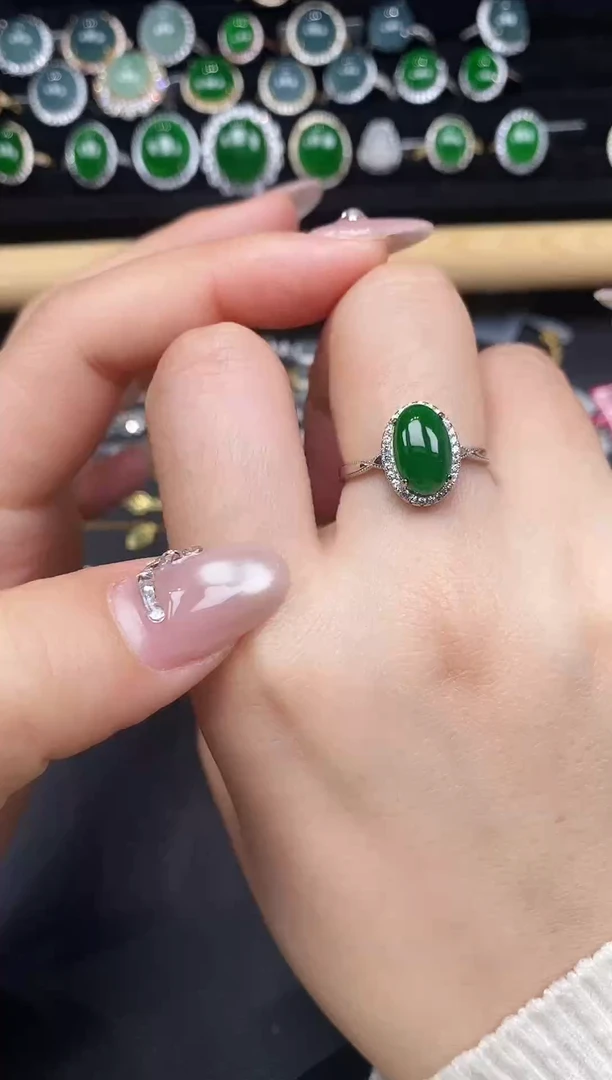 银S925镶嵌戒指翡翠783752