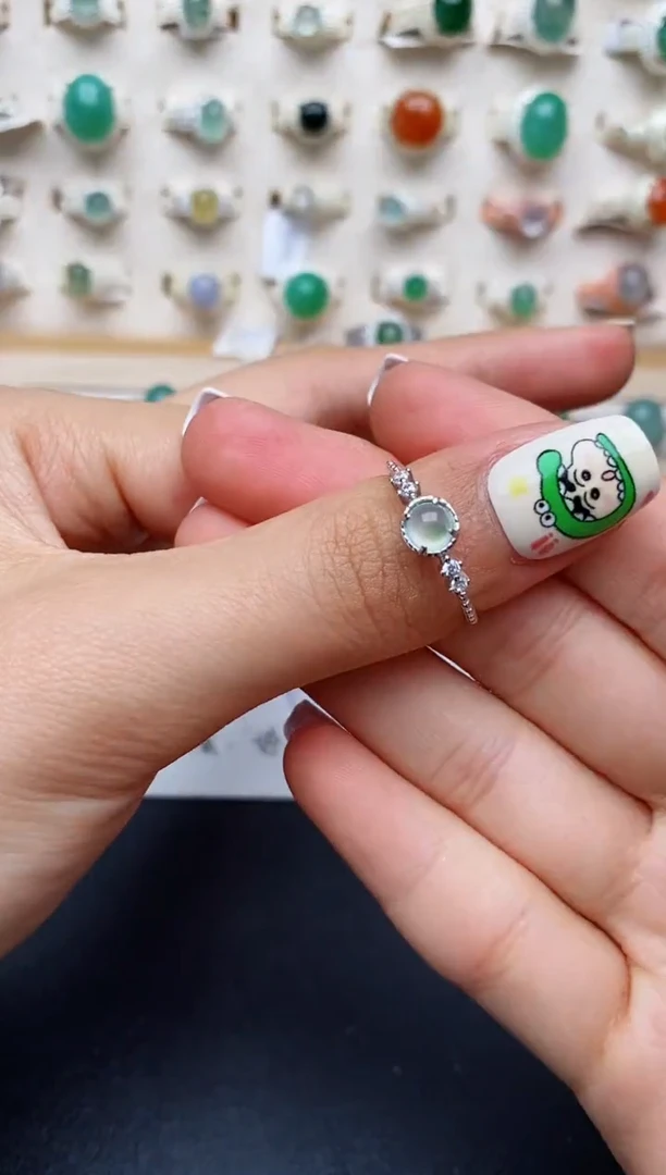 【闪购商品】翡翠戒指银S925镶嵌缅甸翡翠