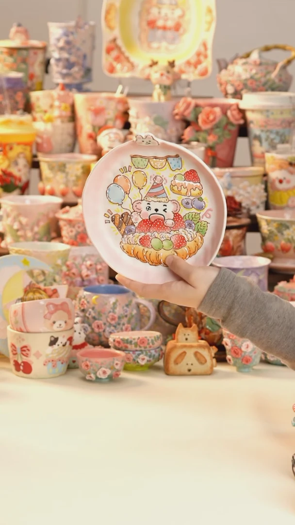 摆件陶景德镇釉下彩手绘设计师款陶瓷