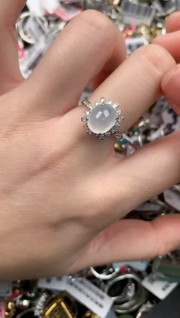 银S925镶嵌戒指翡翠333---7