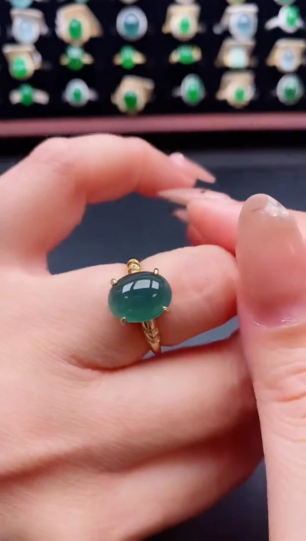 银S925镶嵌戒指翡翠1