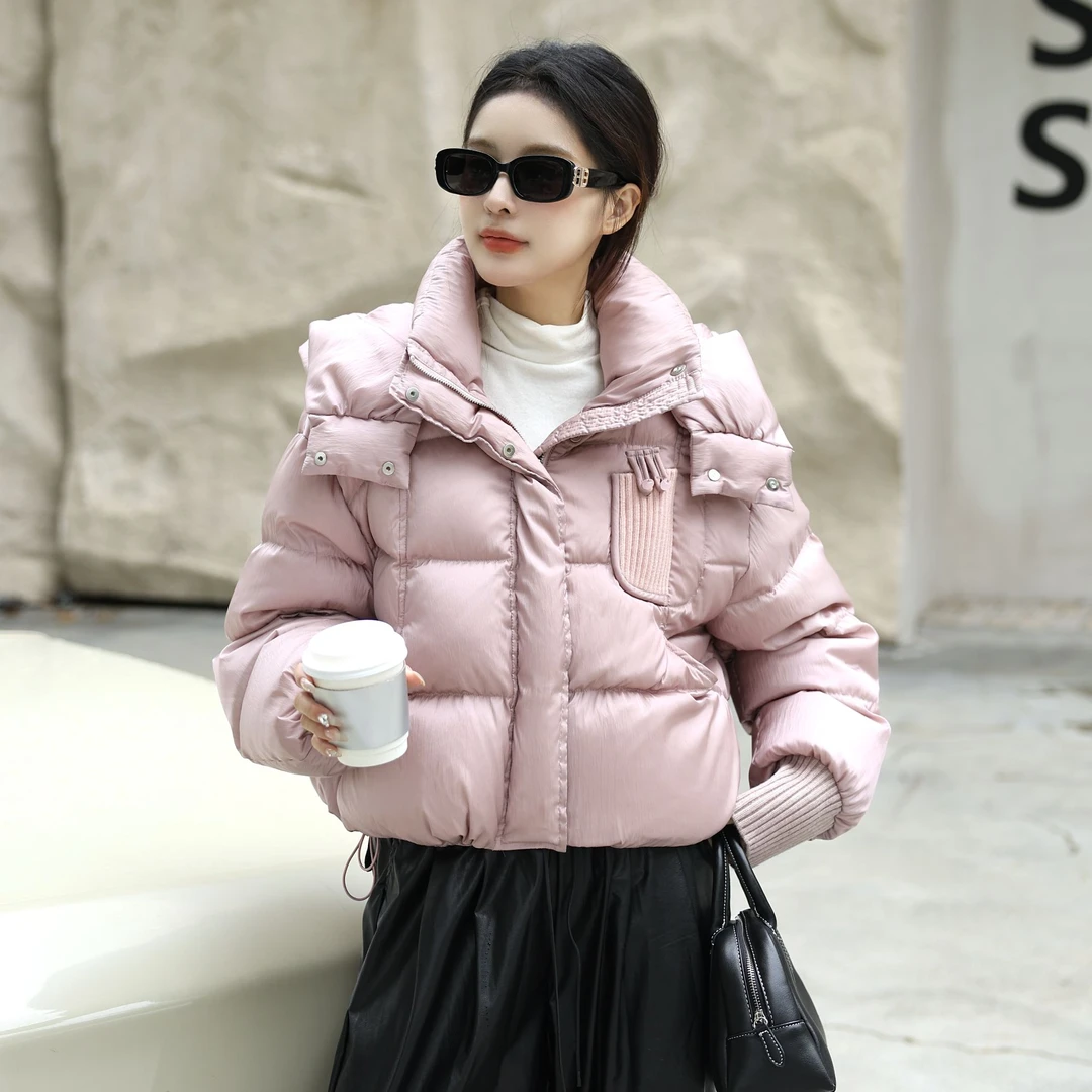 晓薇冬季短款鸭绒女立领轻暖羽绒保暖外套穿搭时尚纯色面包服1080