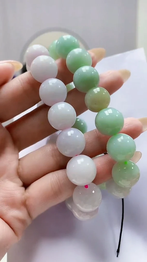 未镶嵌定制翡翠5060MM-毛货两条手串76