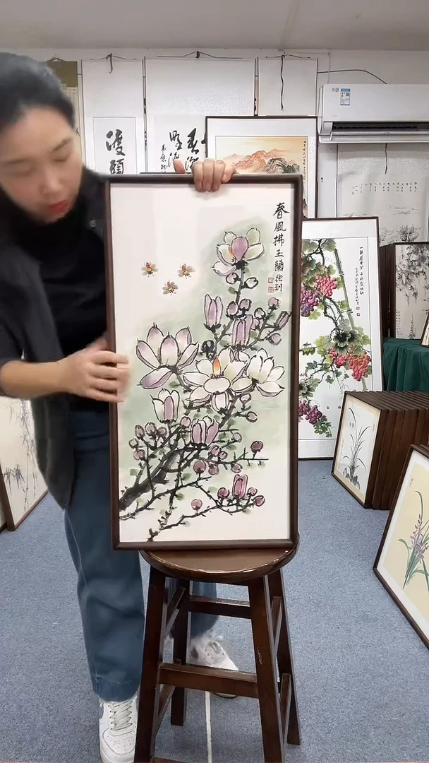国画尺寸35*68实木画框京东包邮手绘