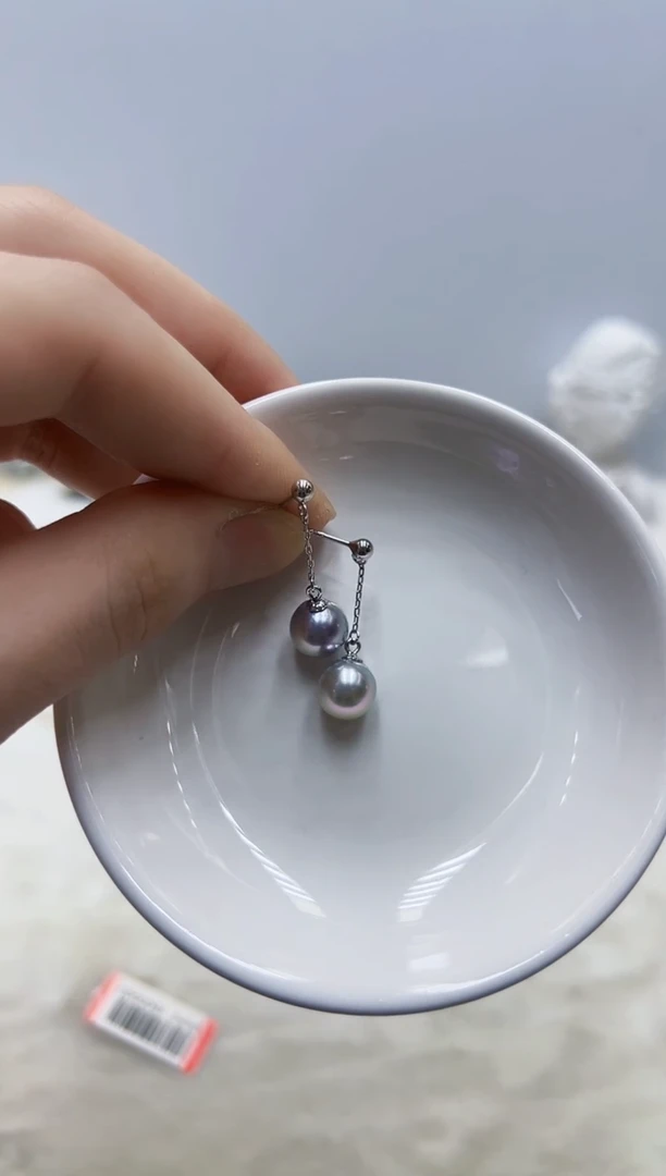 银S925镶嵌海水珍珠DA耳饰@@ye439
