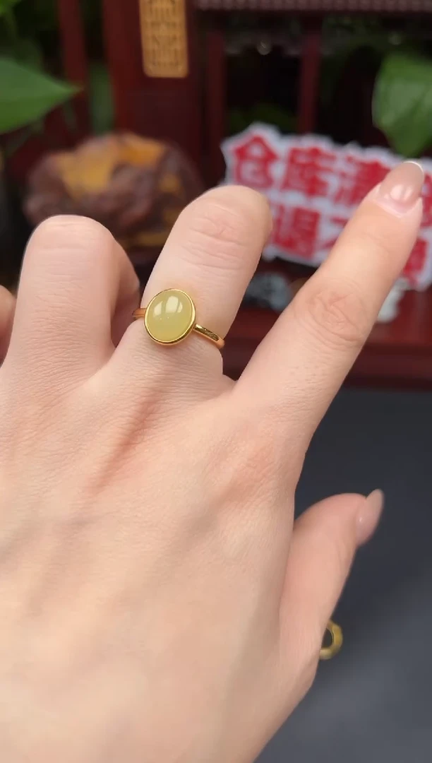 银S925镶嵌戒指和田玉戒指F132多样性发其一