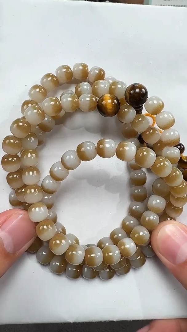 项链未镶嵌和田玉自*和田玉精品108颗项链