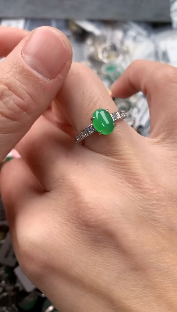 银S925镶嵌戒指翡翠   2                         1