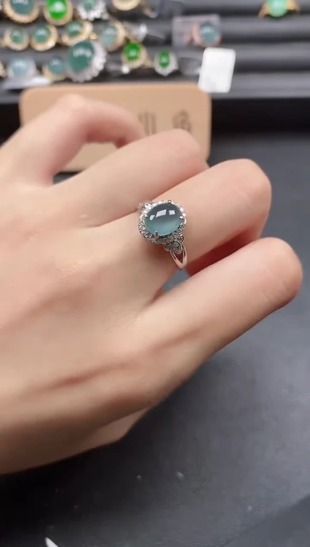 翡翠戒指银S925镶嵌51511