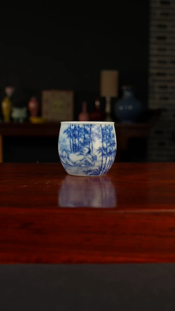 冯氏祖传窑  竹林高仕卧足杯