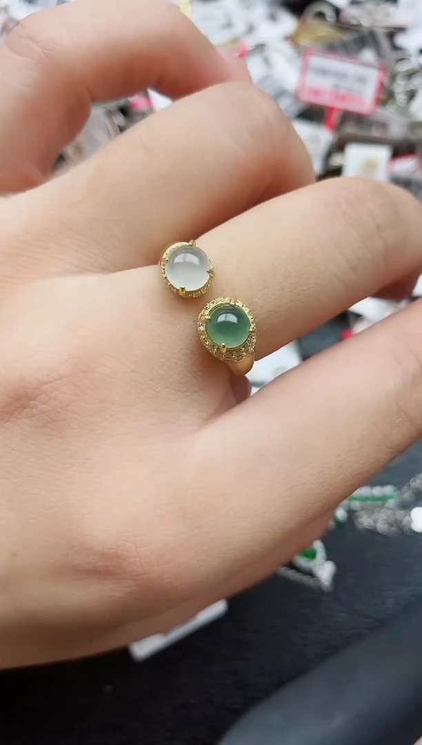 银S925镶嵌戒指翡翠1