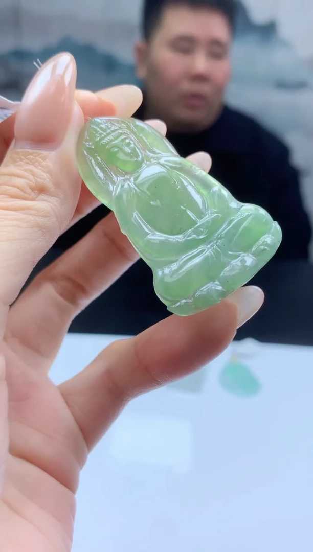 【闪购商品】定制翡翠未镶嵌888ee-毛货观音58赠金扣