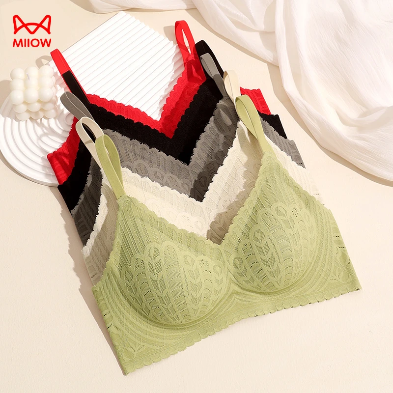 猫人欧若风7A抑菌小胸显大胸无钢圈无痕舒适蕾丝防下垂聚拢文胸
