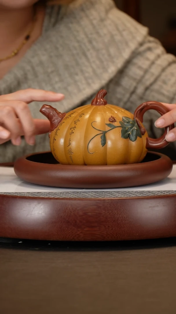 【闪购商品】紫砂茶壶黄金段南瓜四罐茶叶长轴八骏