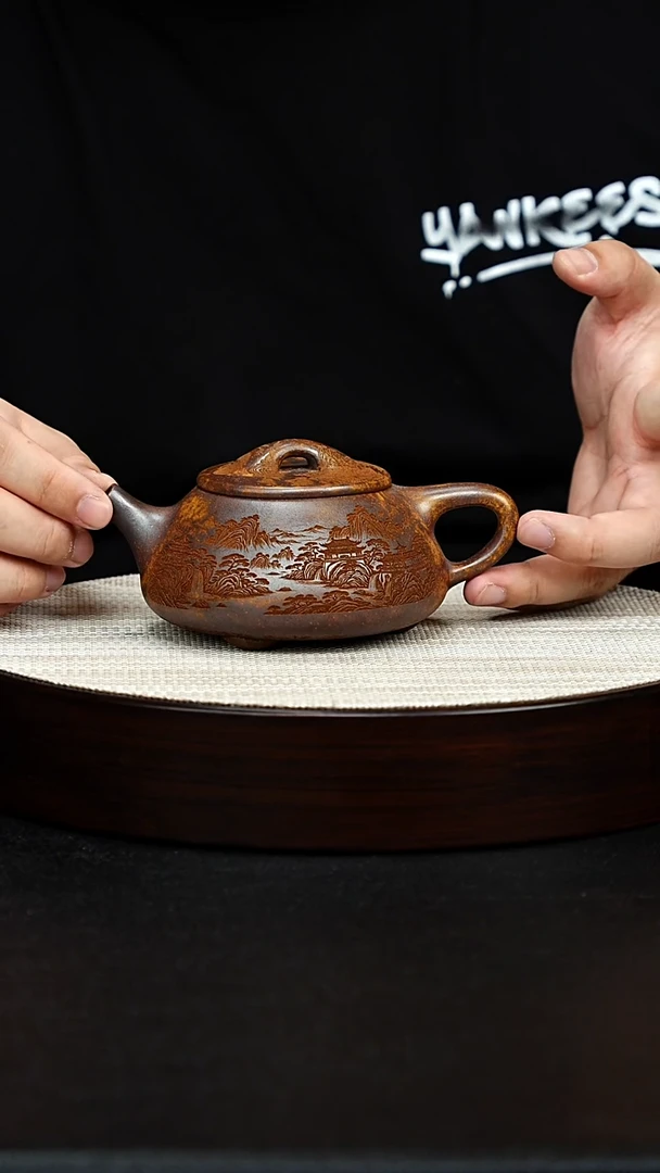 茶壶紫砂宜兴手工原矿紫砂 景州石瓢 龙骨金砂