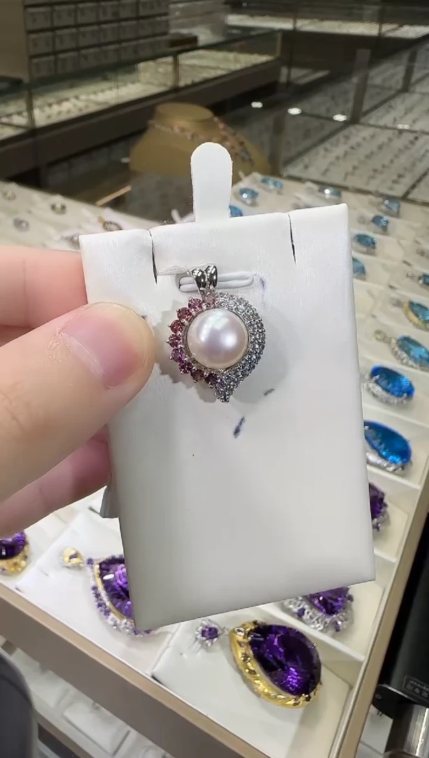 颈饰银S925镶嵌淡水珍珠11mm