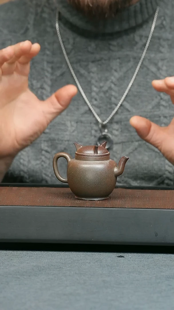 【闪购商品】紫砂茶壶五堂 大彬卣式-柴烧