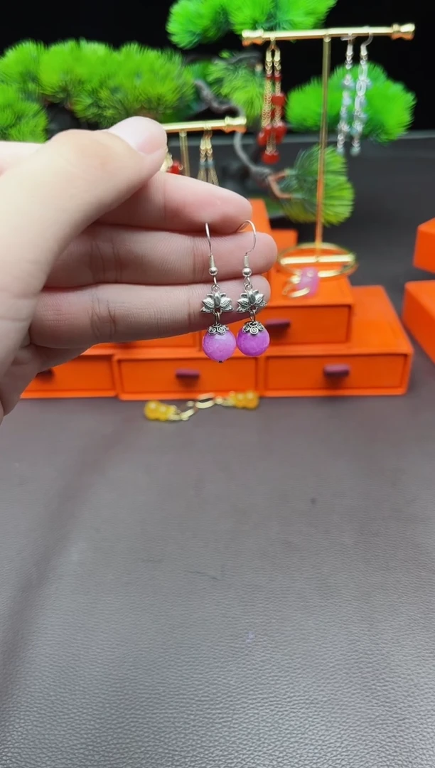 玛瑙/玉髓耳饰银S925镶嵌401