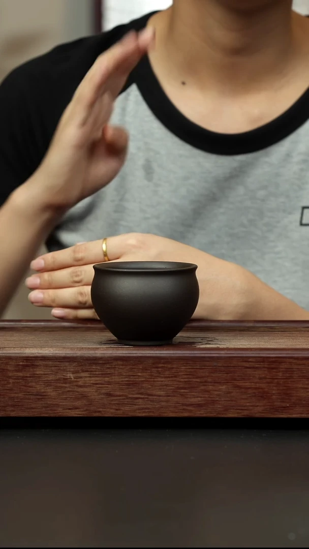 紫砂茶壶黑料圆融杯