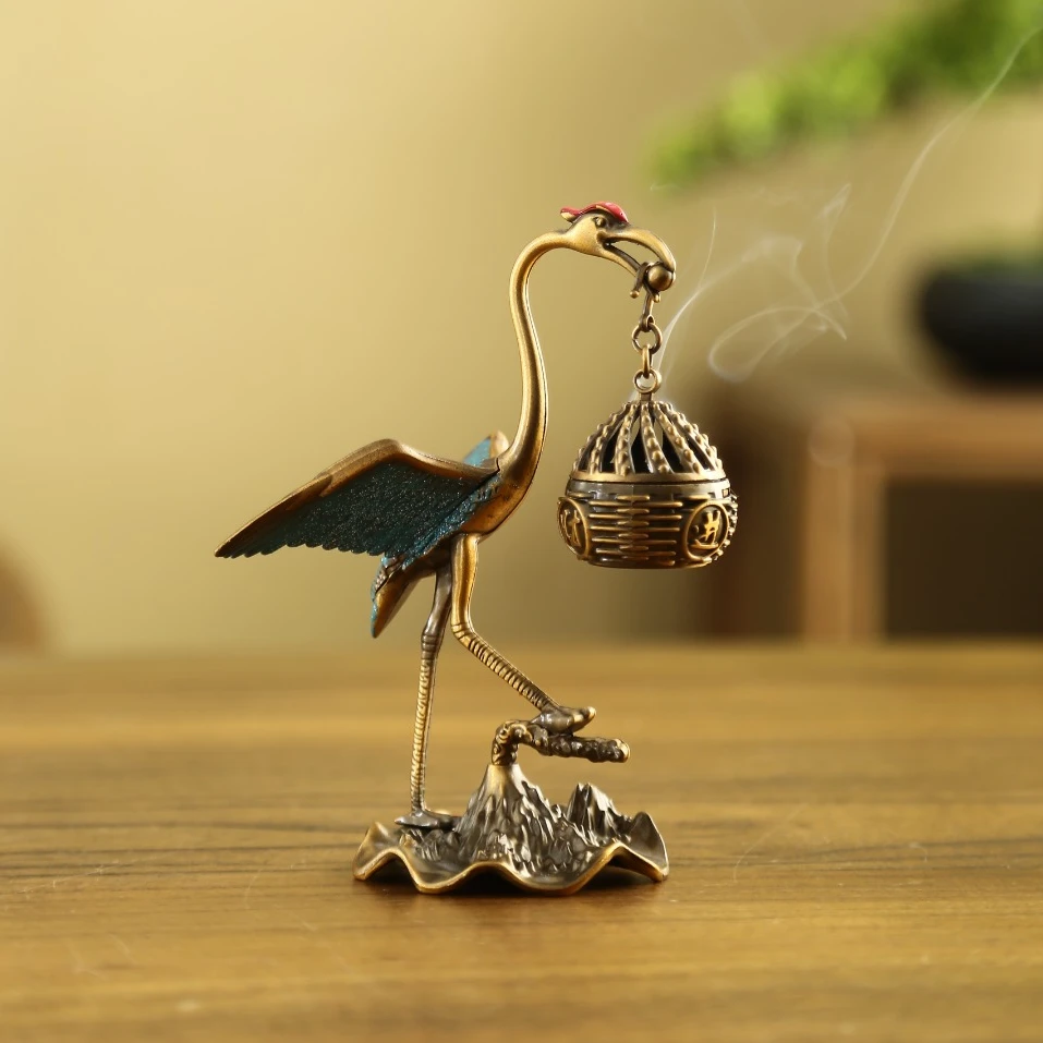 【奇居腾飞】鹤鹤有名 仙鹤香炉配小祥云鹅梨香摆件茶室熏香