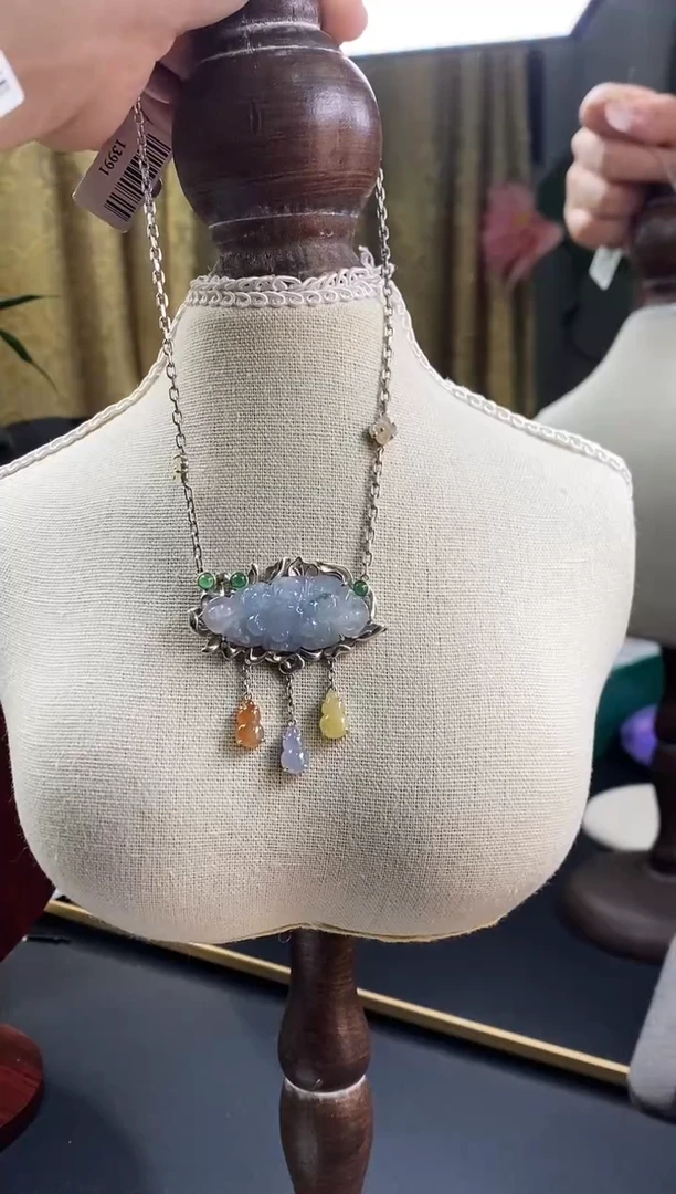 颈饰银S925镶嵌翡翠13991