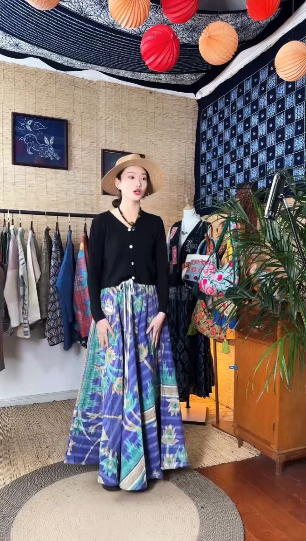 【闪购商品】设计师款紫色古布裙子