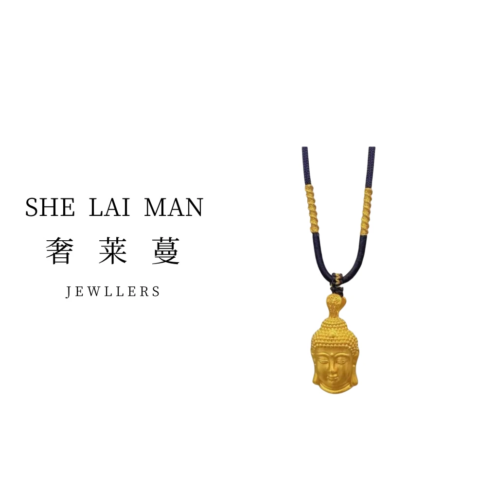 奢莱蔓/SHELAIMAN  古法佛头黑绳气质复古项链L01