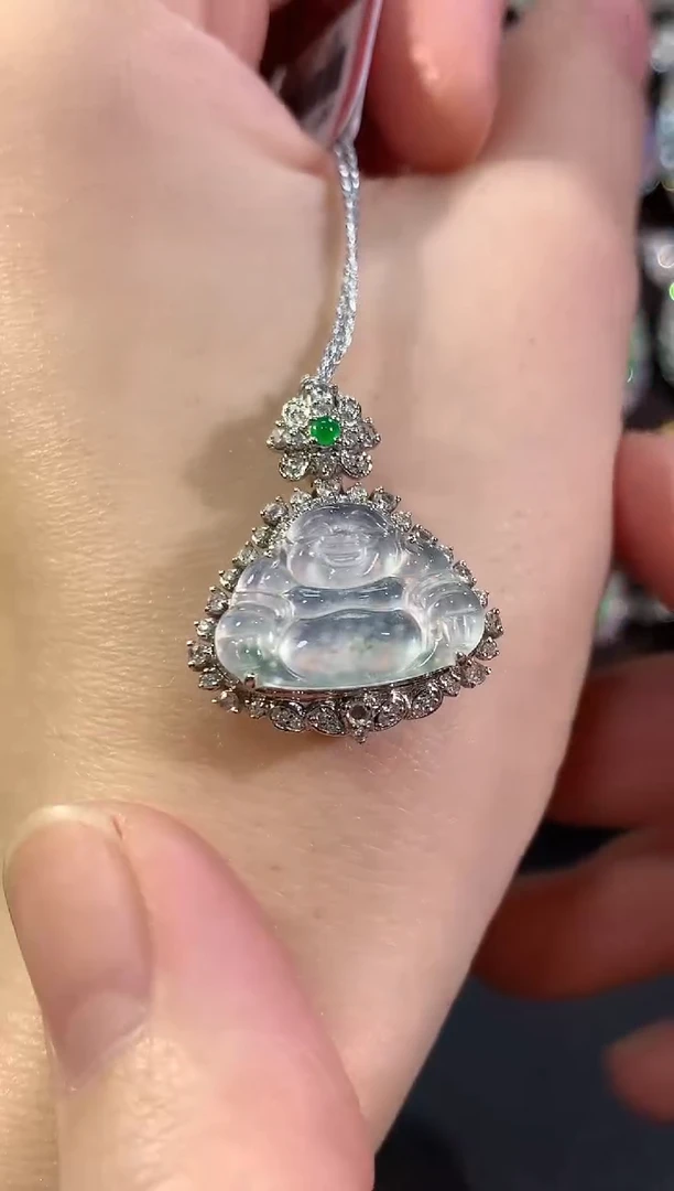 吊坠(不含链)18K金镶嵌翡翠冬日珠宝E67