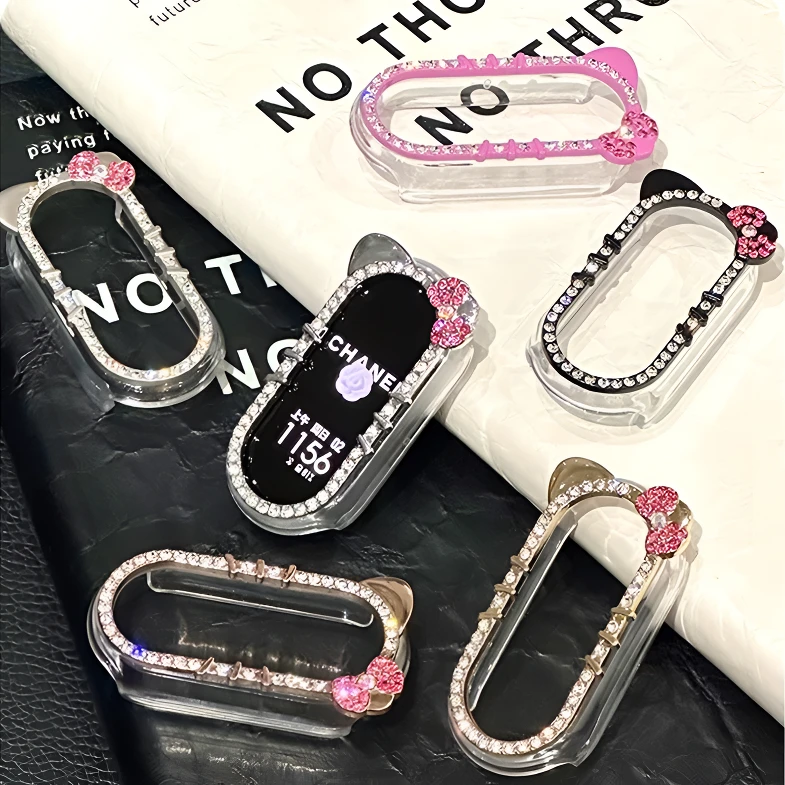 适用小米手环10表壳9/8pro防摔KT猫红小米保护套镶钻防摔手表配件