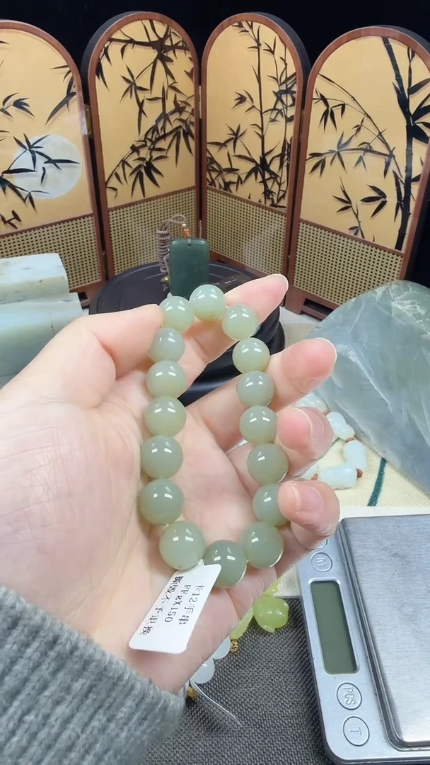 未镶嵌手串和田玉新疆且末料黄口12mm圆珠手串