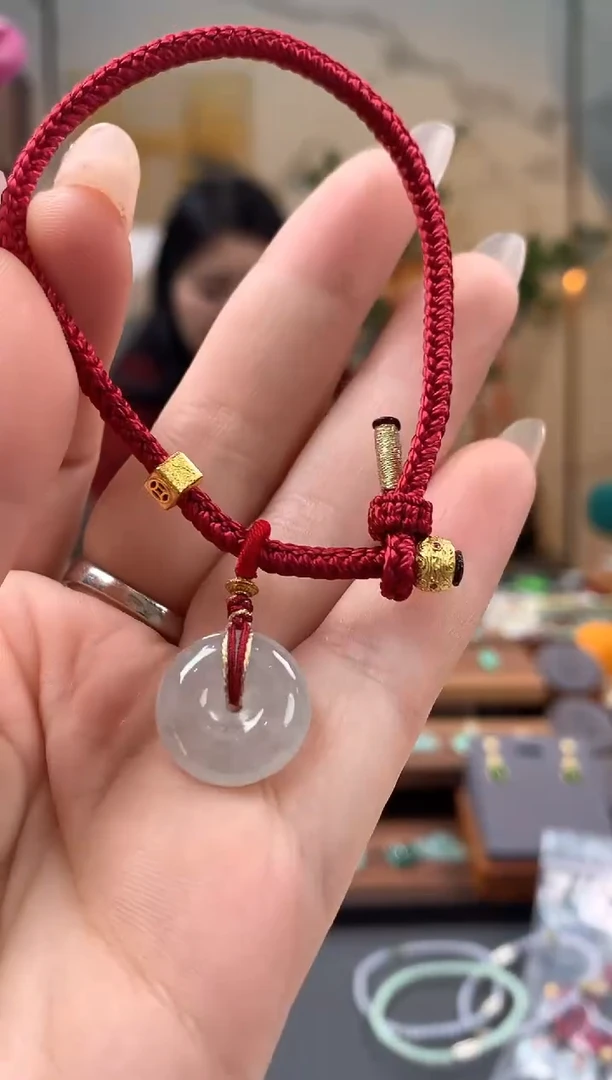 【闪购商品】翡翠吊坠(不含链)银S925镶嵌平安扣手绳