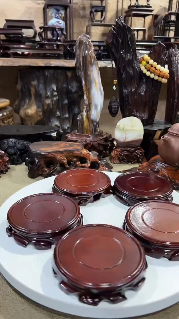 木草花梨素面圆形底座10*2.5