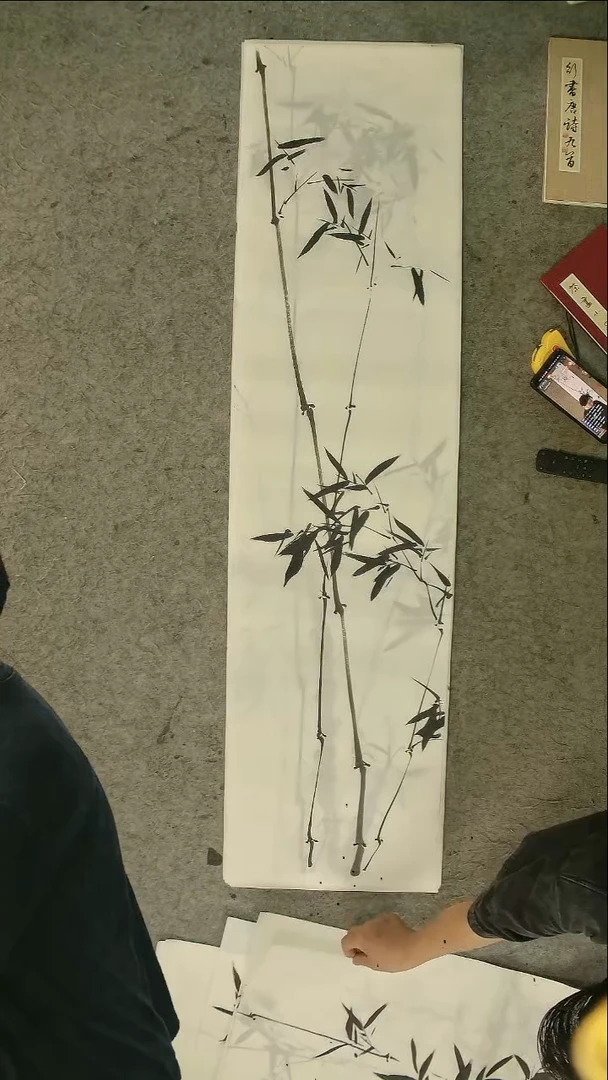 四尺对开  墨竹条屏 34*138cm
