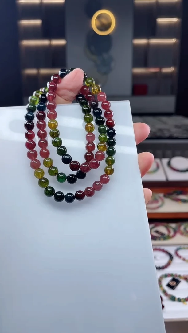未镶嵌三圈手串碧玺（多样性发一条）Q