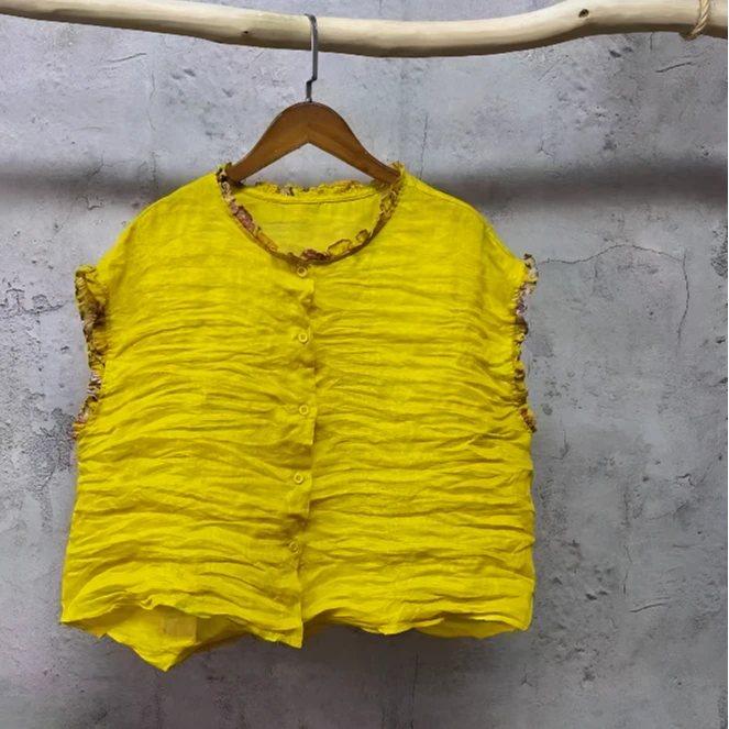 {欧洲站}梦姐同款时尚苎麻上衣