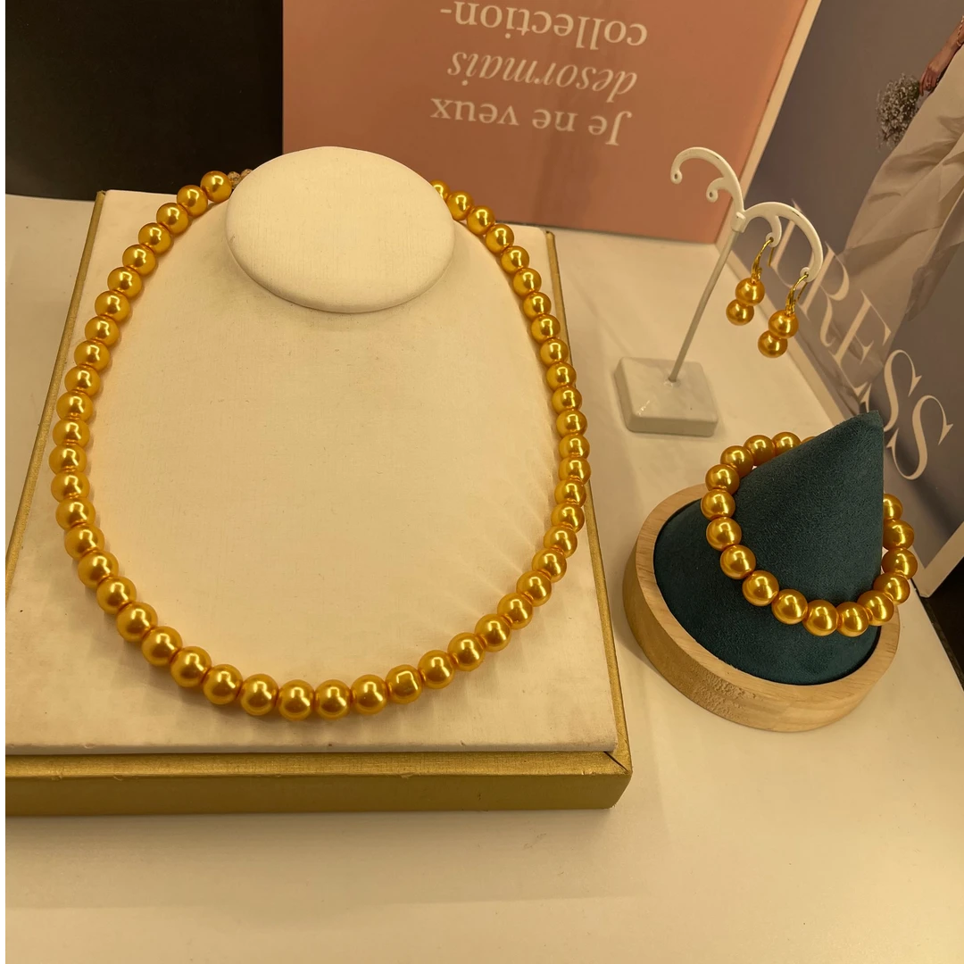 铜合金贝壳项链 DLZOK三件套 仿珍珠饰品 复古轻奢妈妈款时尚