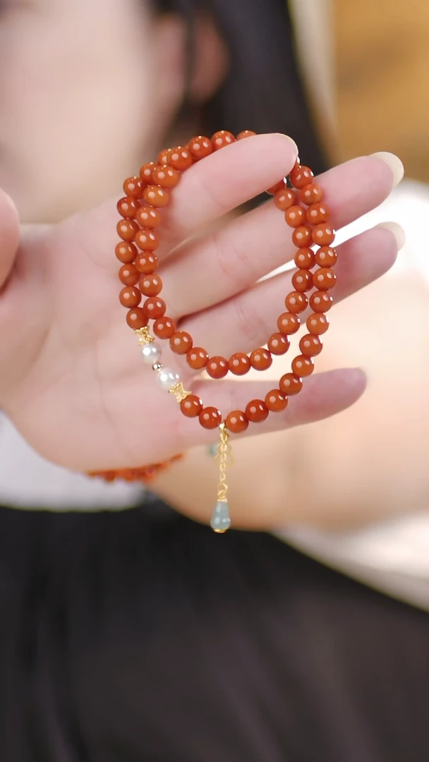 玛瑙/玉髓手串未镶嵌（两圈南红0.6）