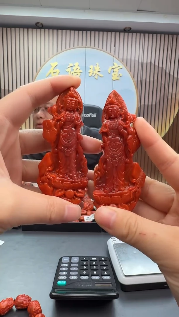 未镶嵌雕刻南红玛瑙098ZB1112产品一对