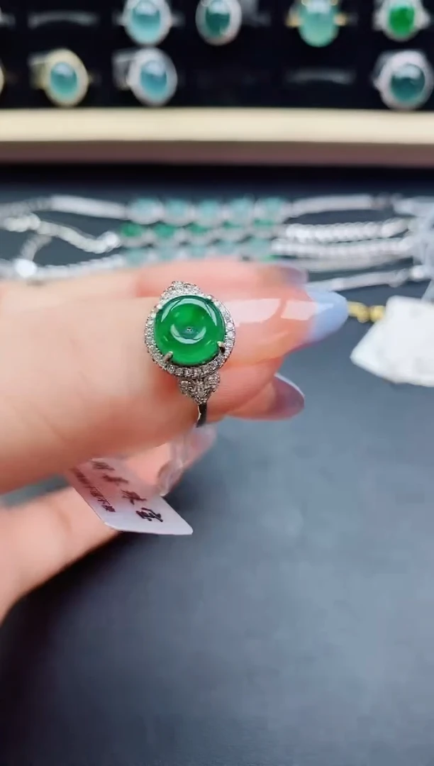 翡翠戒指银S925镶嵌321321